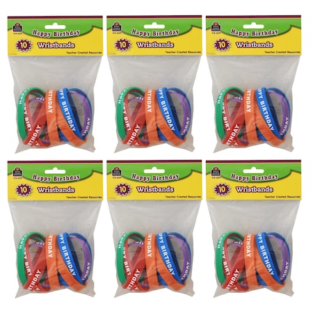 Teacher Created Resources Happy Birthday Wristbands, 10 Per Pack, PK6 6559